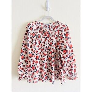 Elizabeth and James‎ Floral Medium Long Sleeve Pin Tuck Smocked Top Blouse